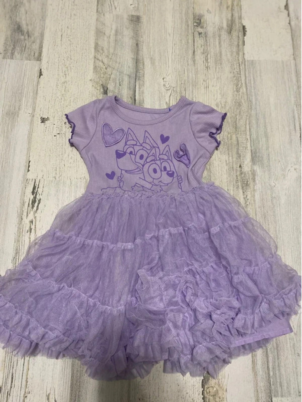 Bluey Girls Size 3T Purple Ruffle Tutu Dress Bingo Bluey Character